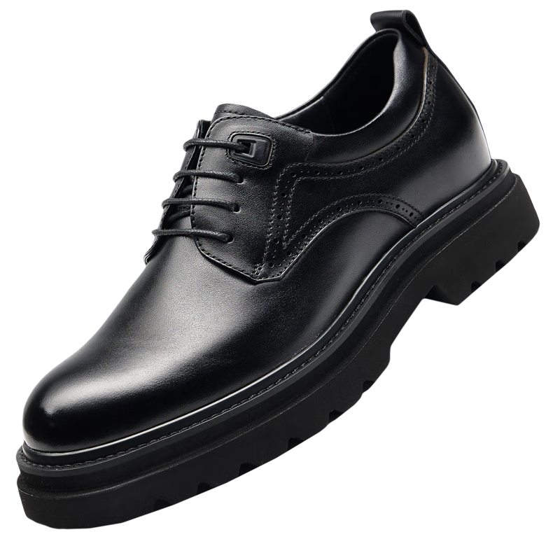 高哥內增高皮鞋男牛皮男鞋秋冬商務(wù)正裝厚底德比鞋輕便隱形增高鞋10cm 黑色特高【增高10cm】 39