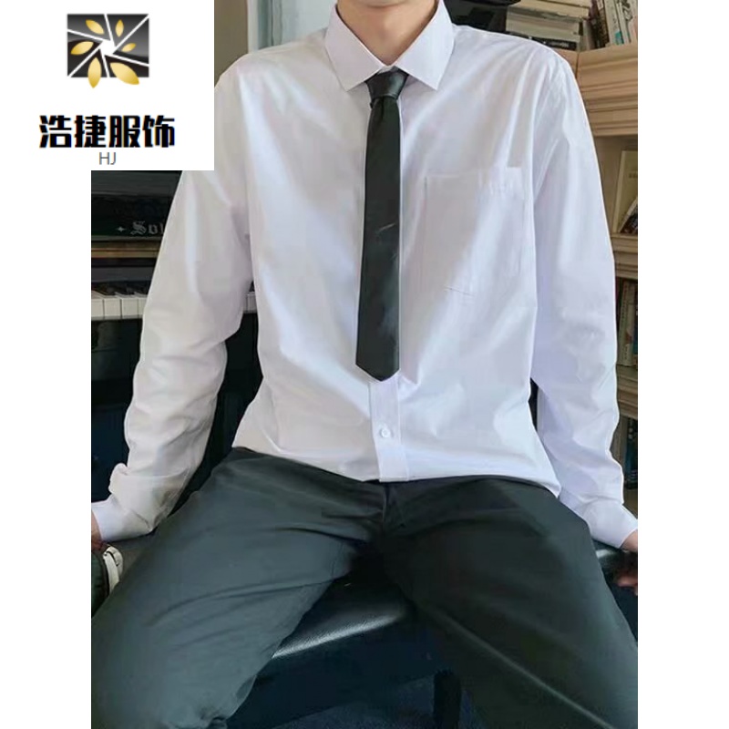【单件装】白色衬衫 配黑色领带 s