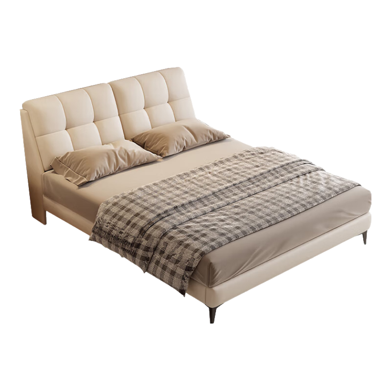 百亿补贴:东元居【24小时闪发】床皮床奶油风双人床1.8米主卧室实木大床软包婚床 米白色床(单床) 1.8*2米床613元