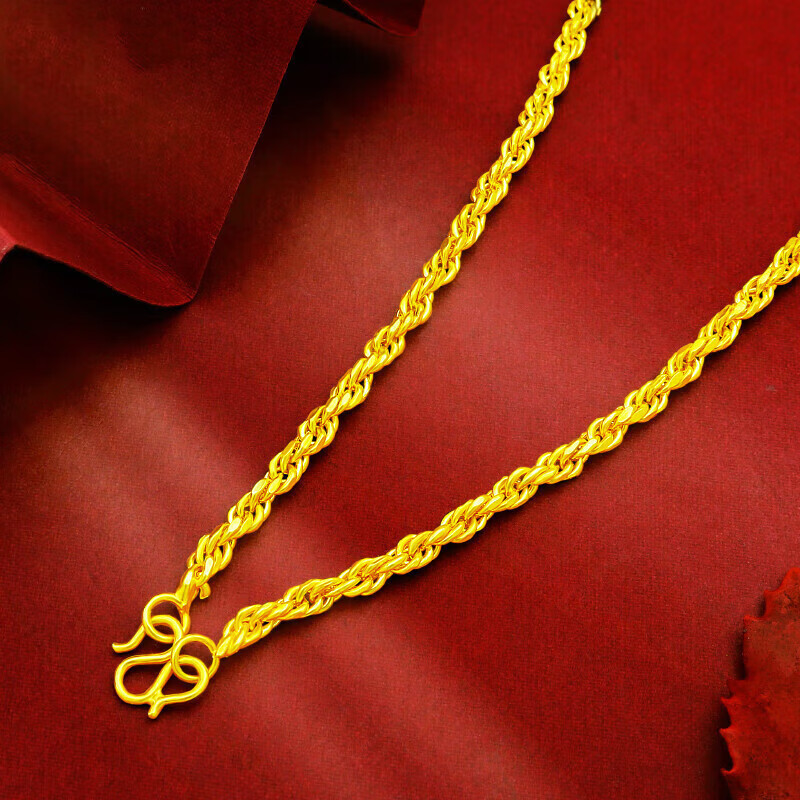 微浓镀越南沙金项链女麻花金链子仿金情侣链条细送女友久不掉色