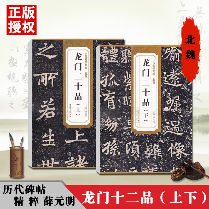 正版北魏龙门二十品上下2册 历代碑帖精粹 魏碑楷书书法毛笔字帖 附简体旁注 传世碑帖 安徽美术出版社