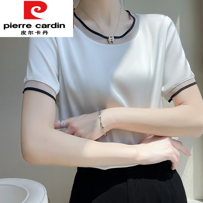 半袖t恤女夏季宽松宽松圆领真丝短袖桑蚕丝上衣 高质量-香云纱品牌