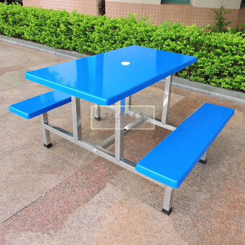 爱美穗四人位连体食堂餐桌学生桌子超市门口桌椅户外休闲现代简约