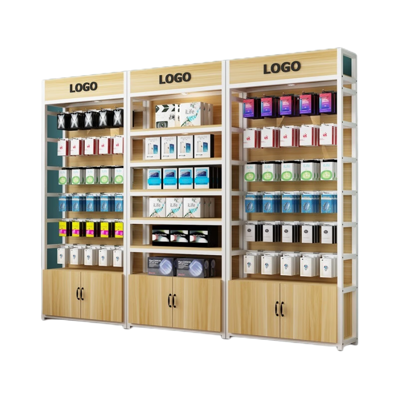 艾業(yè)（AIYE）貨架展示架文具店掛鉤置物架飾品手機(jī)配件便利店超市產(chǎn)品陳列柜 長100*30*220 【帶柜掛鉤款】