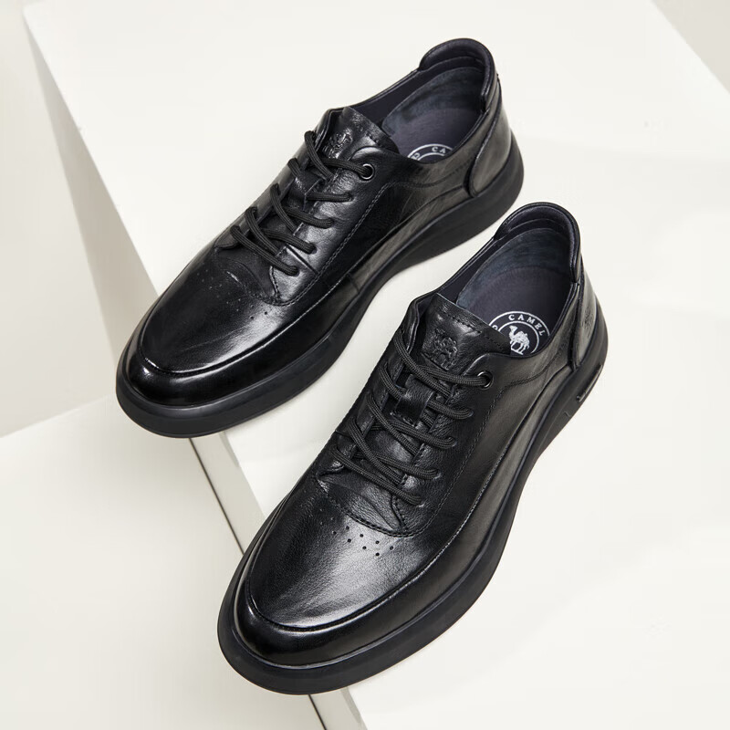 骆驼（CAMEL）新款柔软牛皮男鞋软底舒适通勤商务运动皮鞋 G14S155129 黑色 42 (260mm)