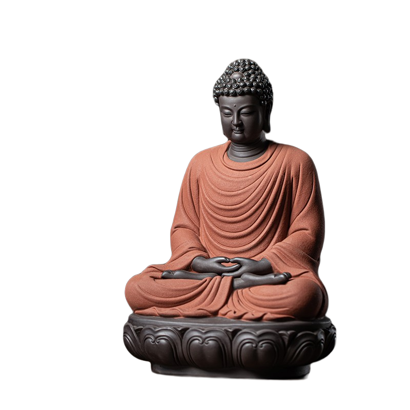久造 中式大號(hào)紫砂如來佛祖釋迦牟尼佛像禪意擺件 創(chuàng)意家居飾品陶瓷工藝品客廳玄關(guān)茶室裝飾辦公室擺設(shè) 彩砂（蓮花底座）如來/PQZ