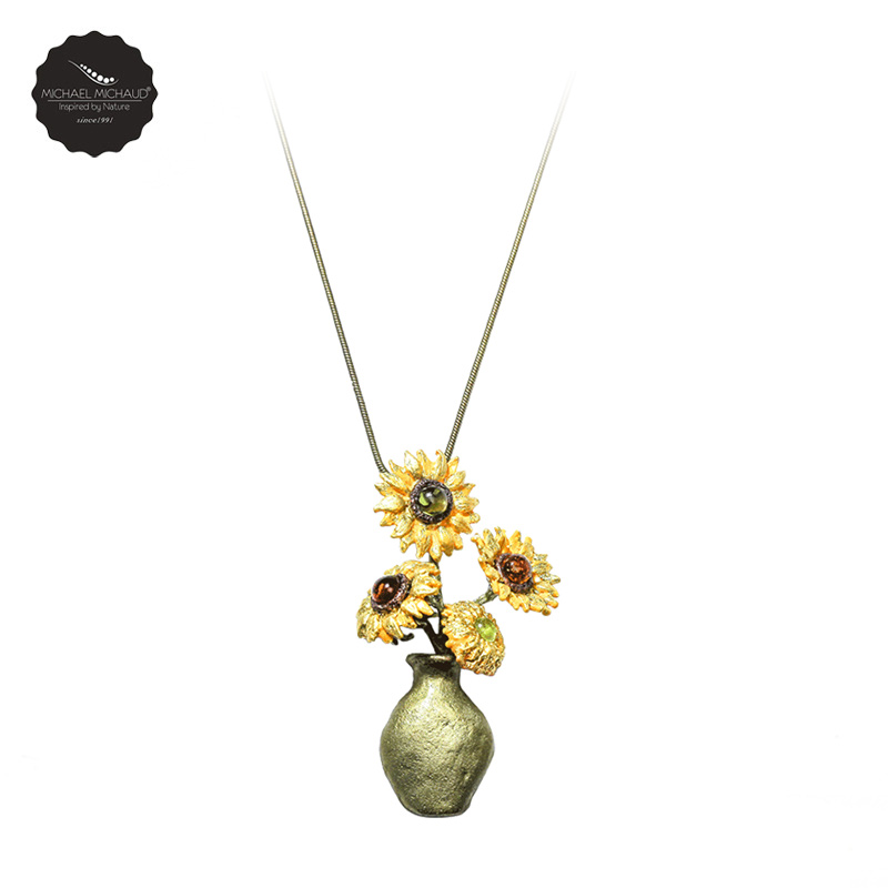 michael michaud梵高向日葵吊坠长款项链气质高雅文艺复古时尚饰品送