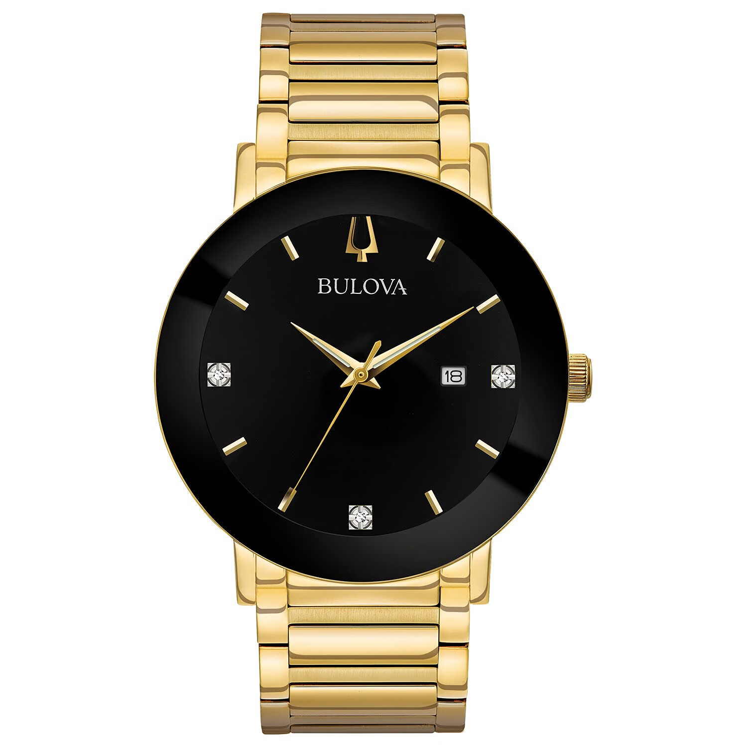 宝路华Bulova 宝路华 男士3指针石英手表 Gold Tone//Black Dial 42.0毫米