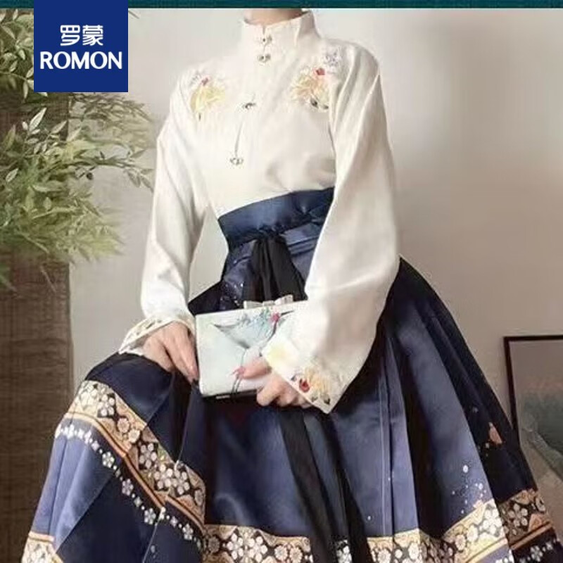 罗蒙（ROMON）马面裙女款爆·款2023新款明制汉服对襟汉元素女汉服春暖花开全套 白色单件上衣 M怎么样,好用不?