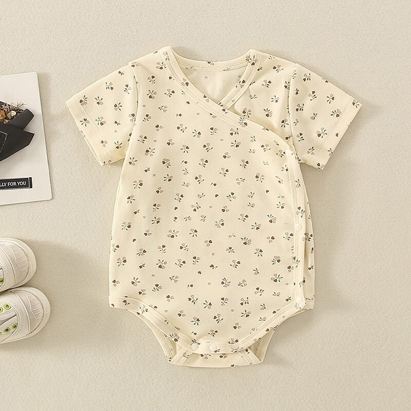 花童儿童短袖包屁衣婴儿宝宝夏季爬服新生儿男女童纯棉三角连体衣睡衣