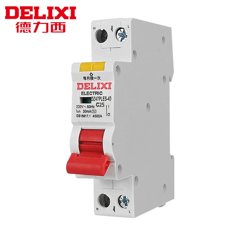 德力西电气（DELIXI ELECTRIC）DZ47PLES 漏电保护 微型断路器 230V 25A 1P+N 4.5kA C型 DZ47PLESC25
