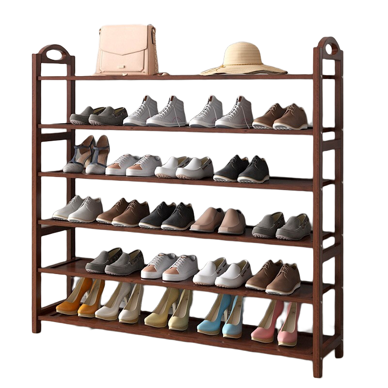 唯良楠竹鞋架门口多层鞋架子家用简易鞋架宿舍鞋柜防尘小鞋架置物架 茶色【6层长100cm】