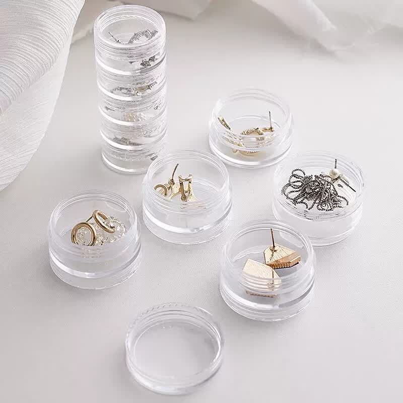 优品卫精致叠加首饰收纳盒多层戒指项链耳钉便携透明饰品盒美甲整理盒子 大号+小号【各1套】