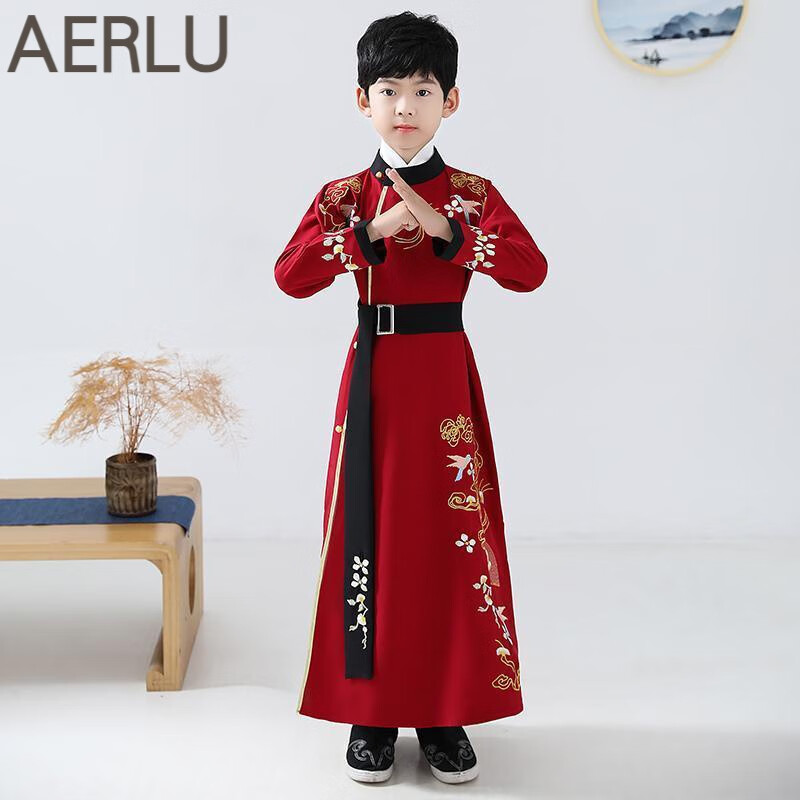阿尔鹿儿童汉服男秋冬装小王爷公子少爷服中大童3-18岁中国风改良唐装