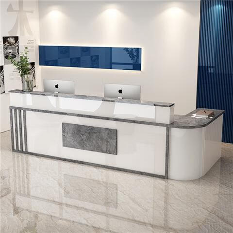ai)前台接待台服装店转角收银台美容院吧台服务台简约现代服务柜台桌