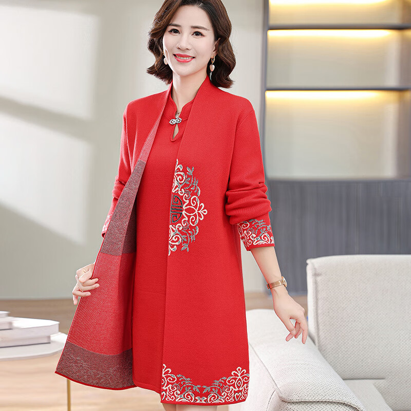 百丽驼美士(balitomms)严选原创喜妈妈春装上衣针织开衫套装喜婆婆