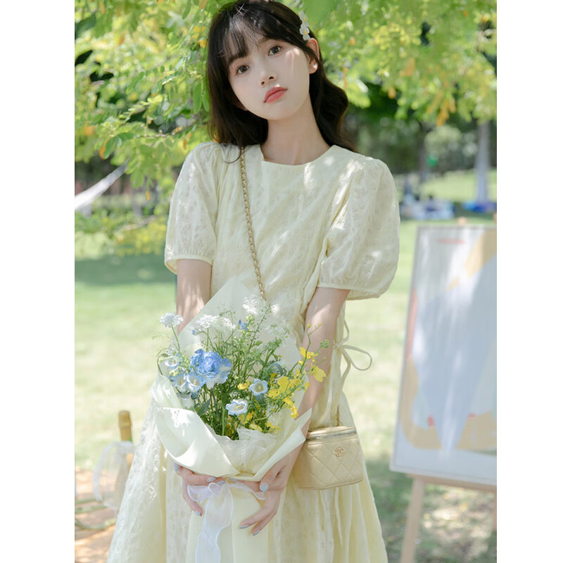 15岁大女童初中生小清新少女夏装2024新款初 黄色夏季穿搭 甜美 可爱