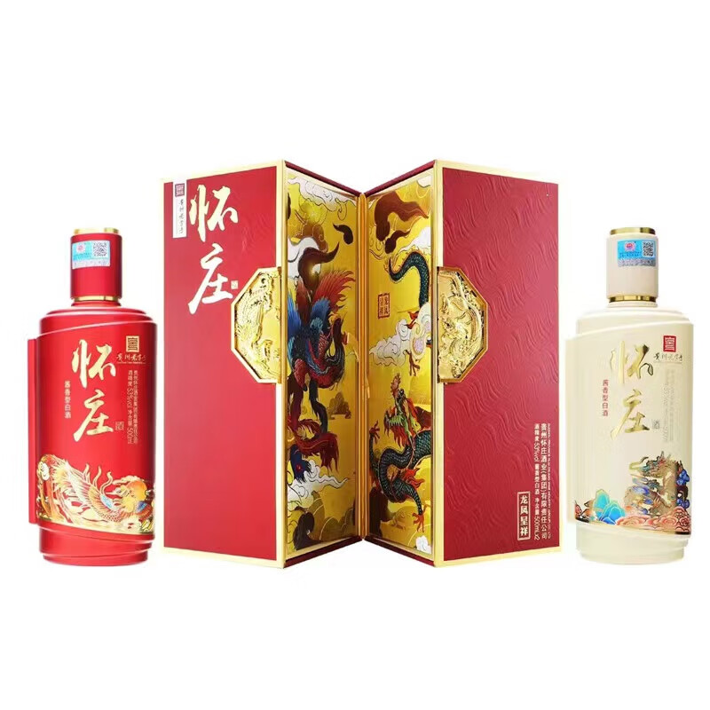 怀庄酒 龙凤呈祥 53度 酱香型白酒 500mL /瓶礼盒装 年货送礼高档酒水 53%vol 500mL 6瓶 （3盒/箱）