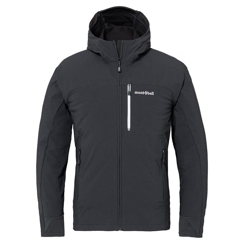 mont·bell男士软壳秋冬户外防风保暖防泼水徒步登山连帽外套1106727 BK黑色 L