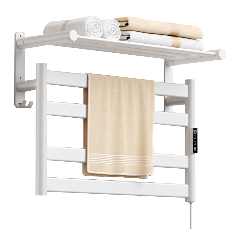 艾芬达（AVONFLOW）电热毛巾架碳纤维卫生间浴室置物架智能加热毛巾烘干架 GD22枪灰右出线