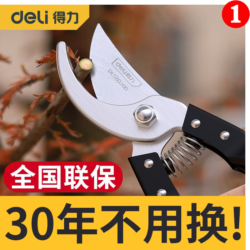 得力（deli）果樹剪刀省力剪子園藝修剪樹枝剪刀枝剪刀枝剪園林盆栽花卉粗枝剪 (0-14mm)金屬柄剪枝剪DL580200