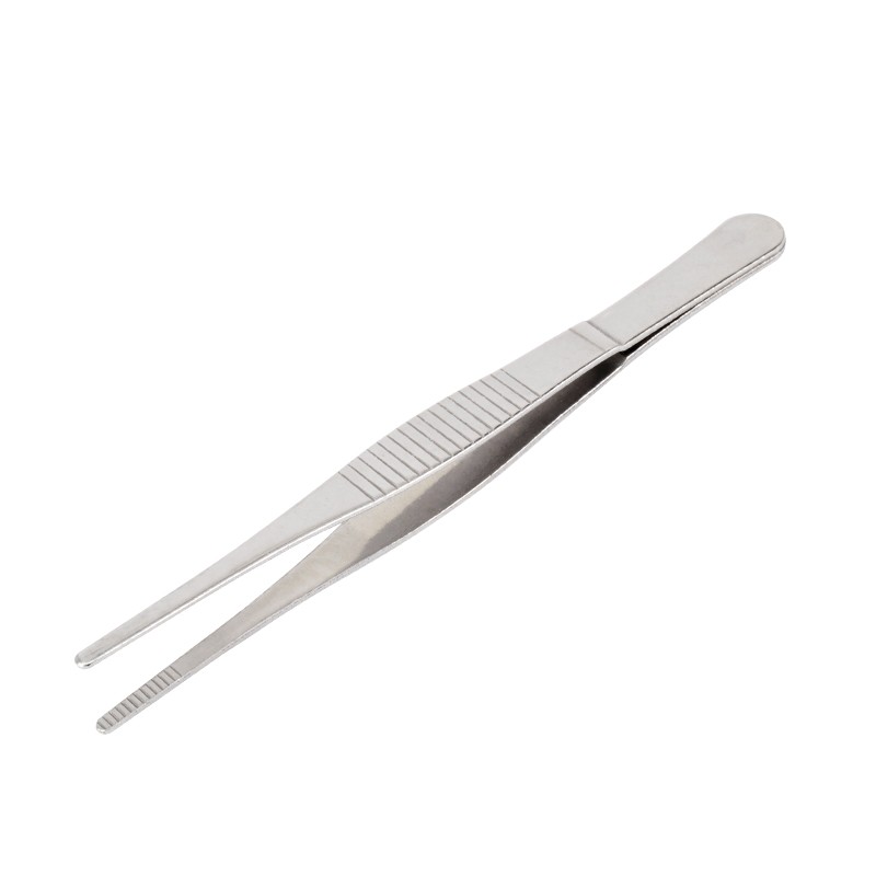 不锈钢防滑镊子 有齿镊子 圆头夹子 棉团镊子 拔罐 夹草药 夹 12cm
