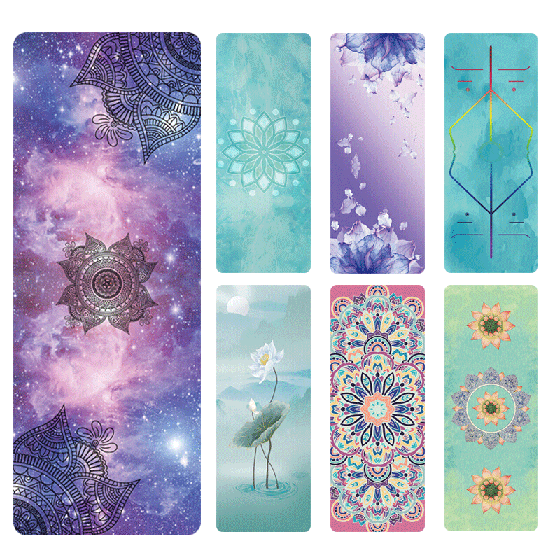 泰瑞格  橡胶瑜伽垫女薄瑜伽铺巾防滑便携可折叠瑜伽垫 清幽荷花+瑜伽带+收纳袋 1.5mm