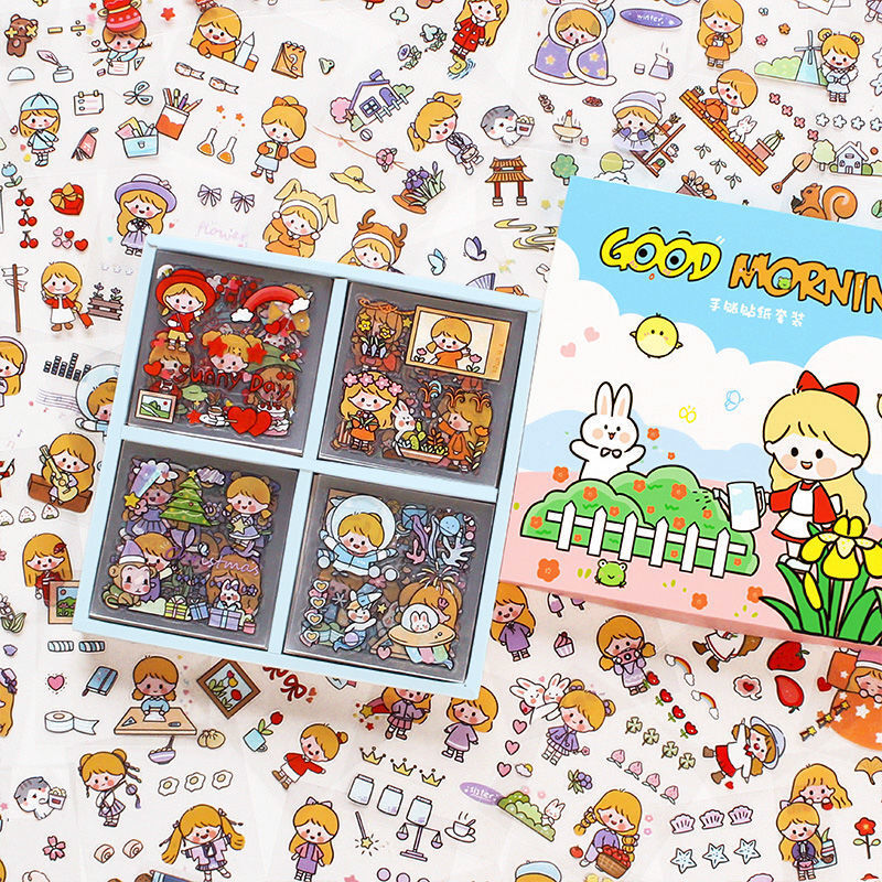 贴纸ins可爱奶油兔日记手账贴水杯装饰100张套装卡通贴画x 小泡芙(100