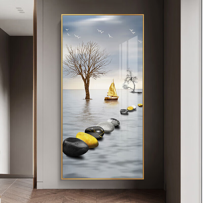 木典兴现代简约石来运转大幅玄关画入户走廊过道装饰画大气客厅进门