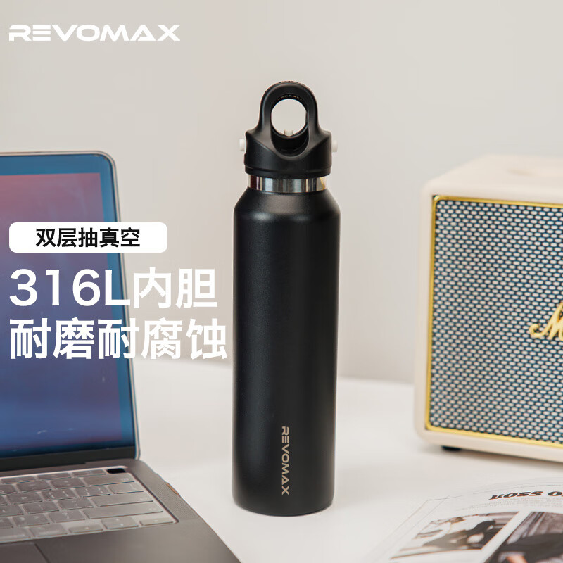 锐虎保温杯带盖小容量直身杯单手开盖便携水杯316L不锈钢保温壶 星辰黑-内壁316L不锈钢473ml