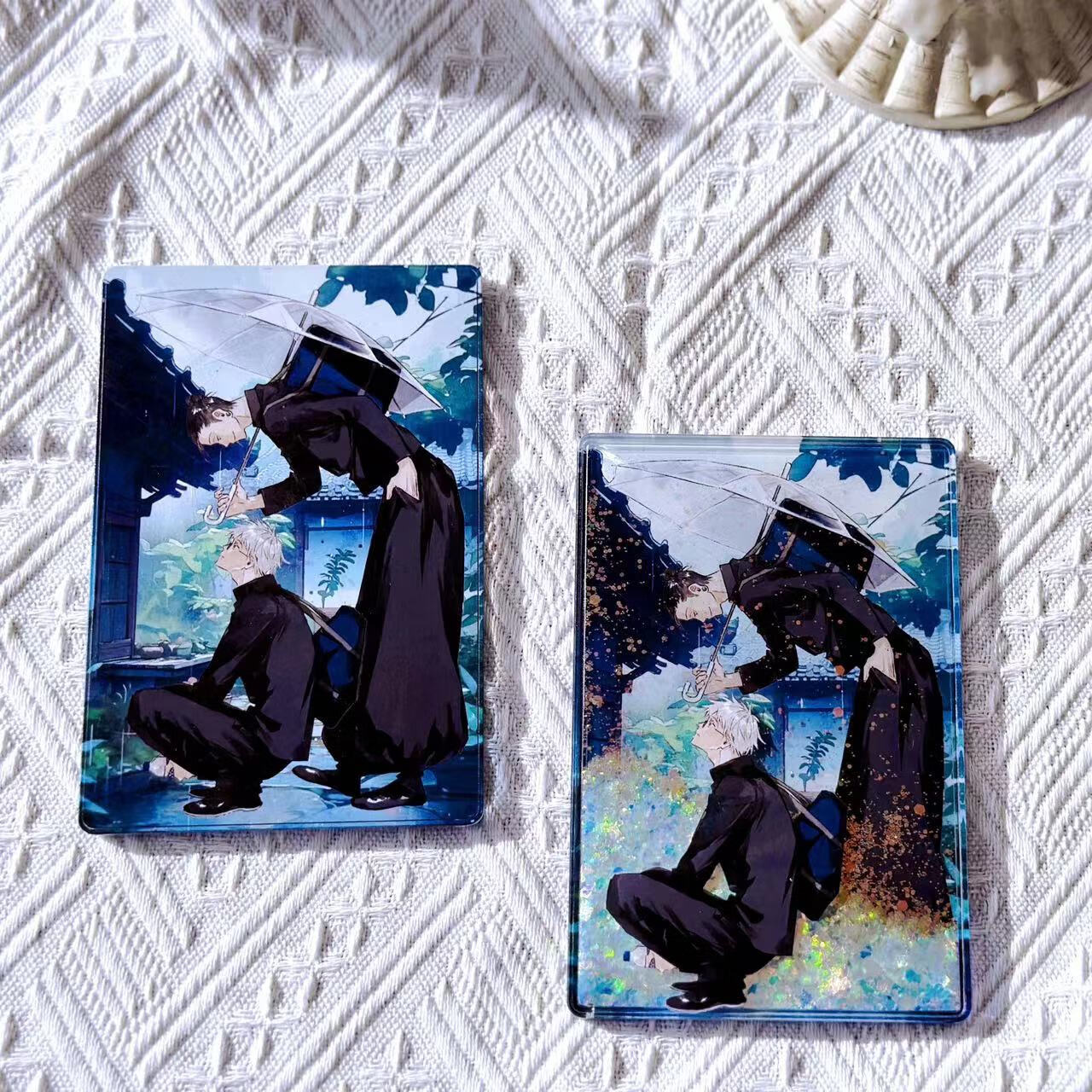 哈梵游卡通流麻咒术回战周边手办五条悟夏油杰雨中撑伞立牌亚克力可