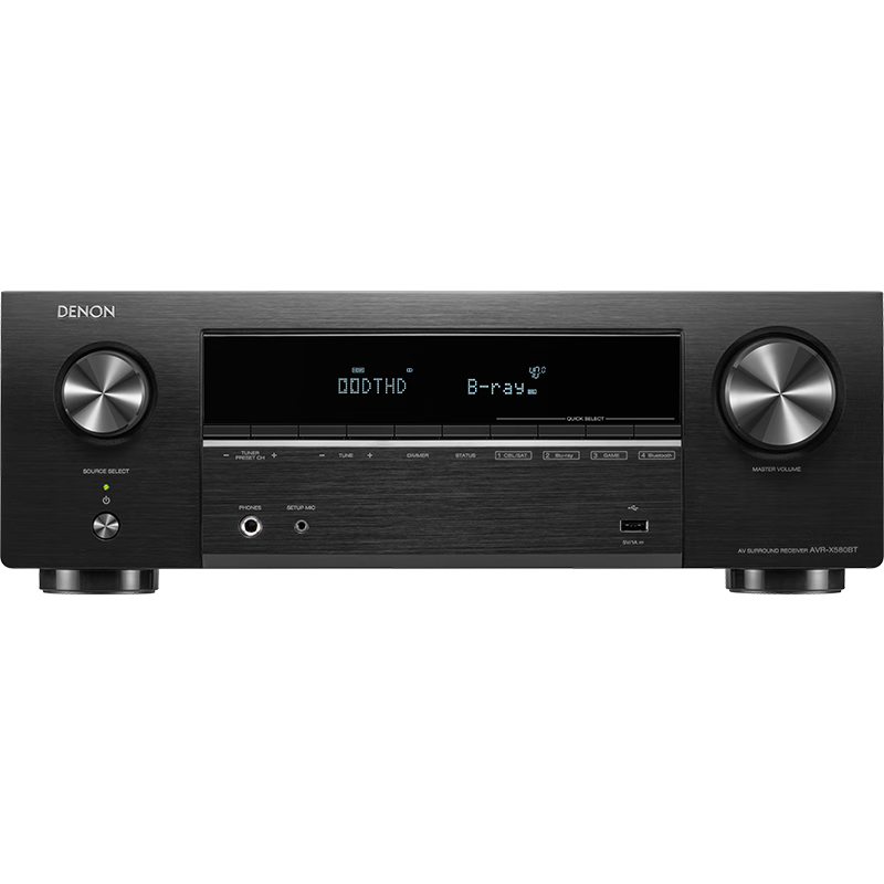 ������DENON��AVR-X580BT���ż�ͥӰԺ5.2����AV���Ż����ڷ��ռ�����֧��USB����8K�ű�DTS��ЧHDMI2.1 ��ɫ 2880Ԫ
