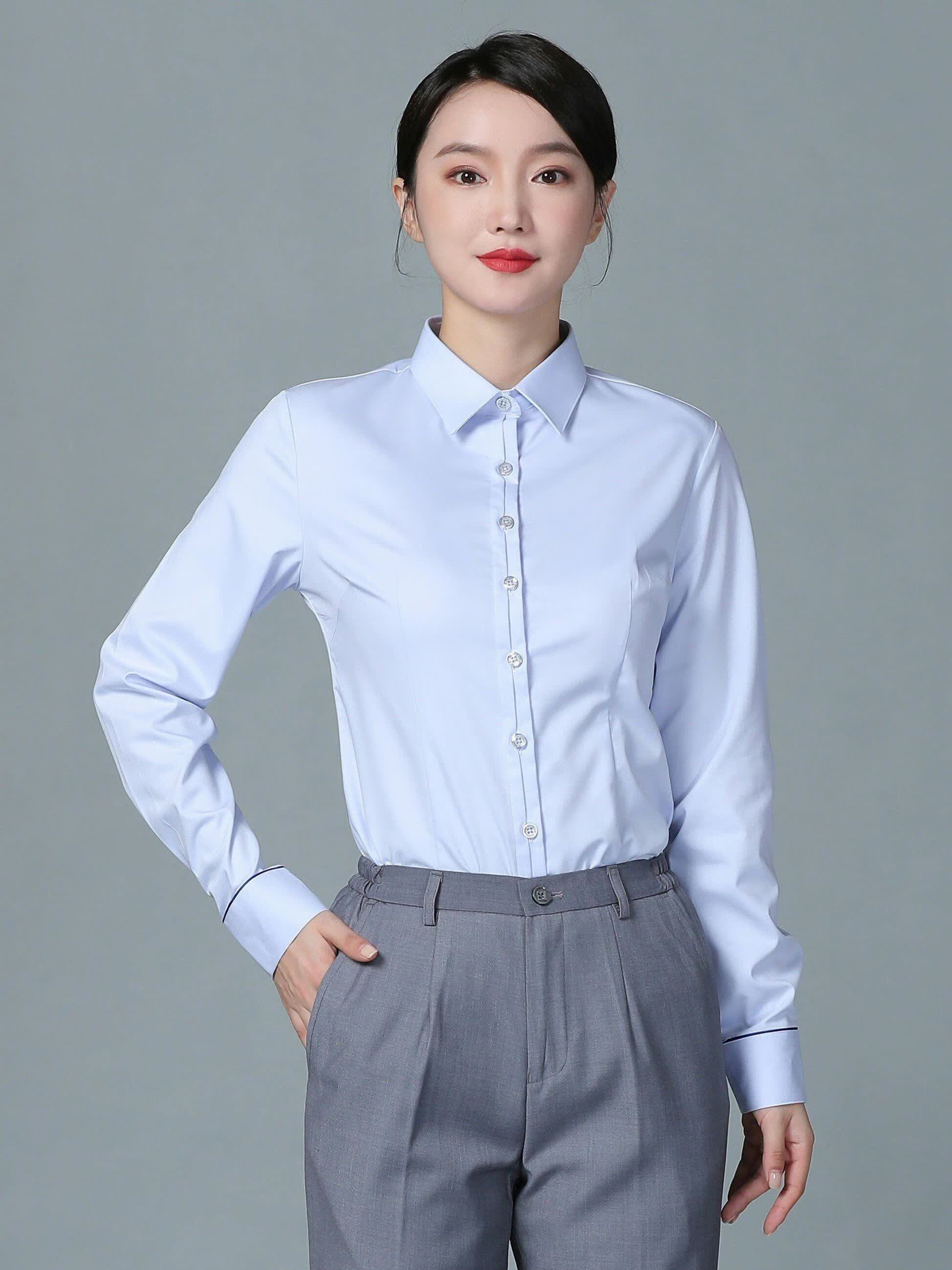 筑凡电信工作服夏装电信工作服女新长袖衬衫中国营业厅员工衬衣 蓝