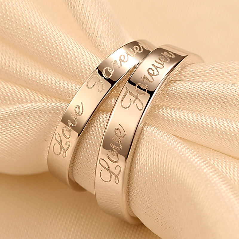 love forever 情侣戒指一对食指环女潮人英文创意刻字足银