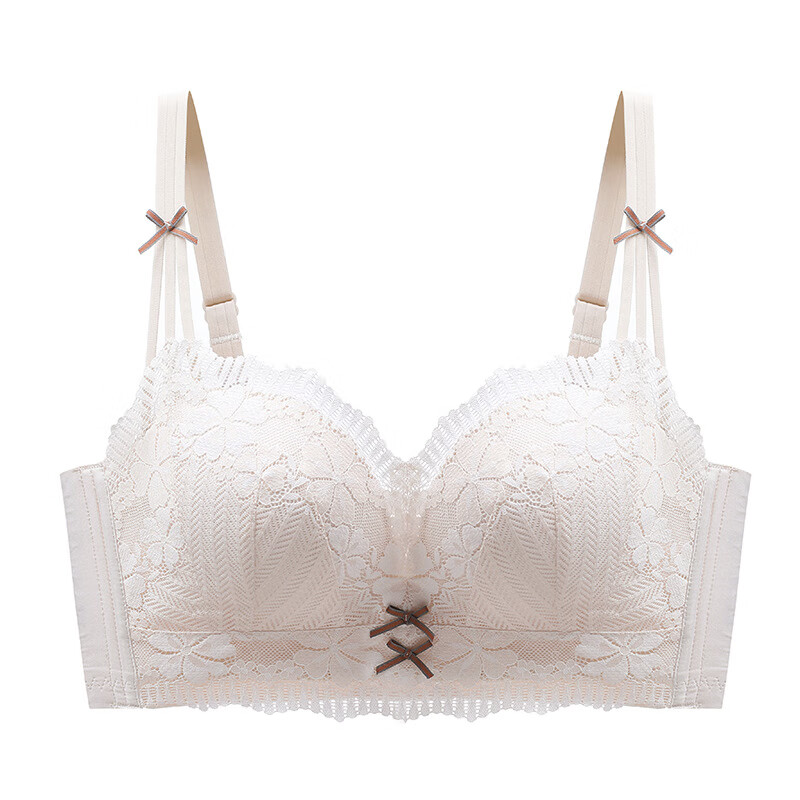 少女调整型小胸聚拢蕾丝加厚内衣防下垂收副乳文胸罩 香槟肤 32/70ab