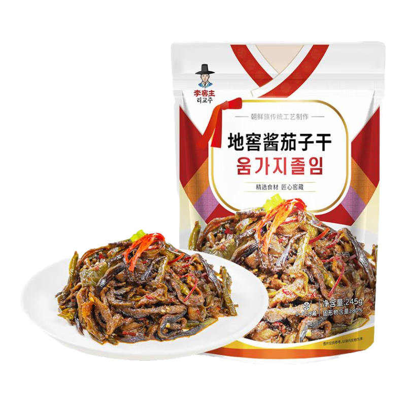 李窖主地窖泡菜東北延邊特產(chǎn)酸甜小黃瓜朝鮮族風(fēng)味辣白菜下飯菜韓式咸菜 醬茄子干245g【2件9折4件8折】