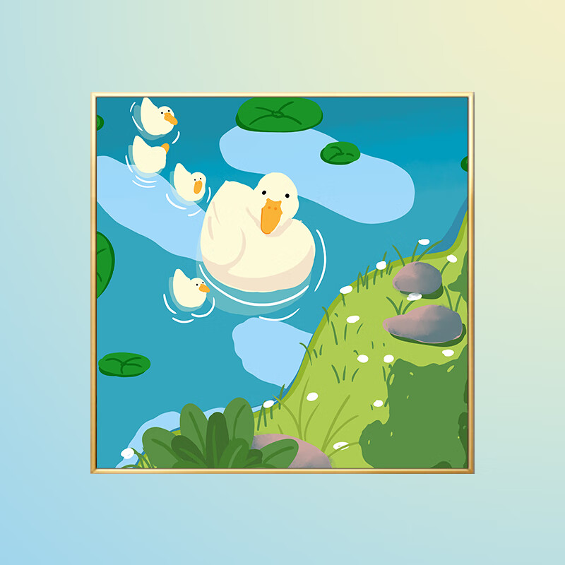 油画diy填充油彩画卡通鸭子填色儿童手工手绘学生可爱装饰画 小鸭子8