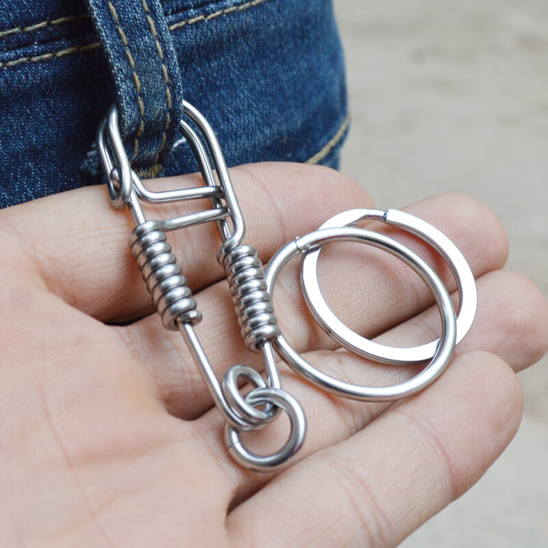 润华年抖音网红不锈钢焊丝钥匙扣 汽车钥匙圈男士手工腰挂焊条小鸟扣