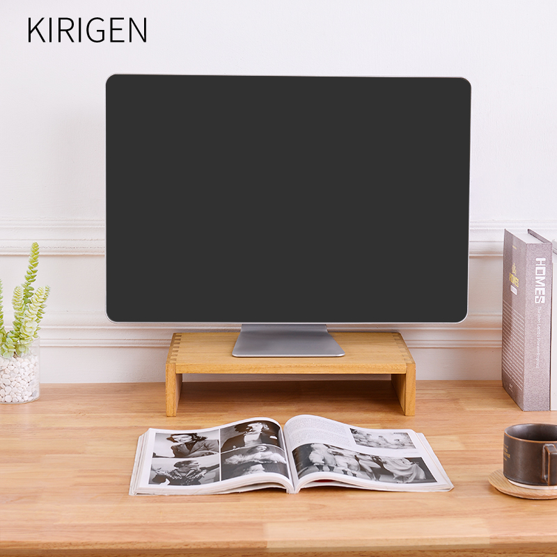 KIRIGEN榫卯工艺实木电脑屏幕增高架台式笔记本电脑显示器电视机支架便携屏幕托架键盘收纳架 39型号屏幕架原木色