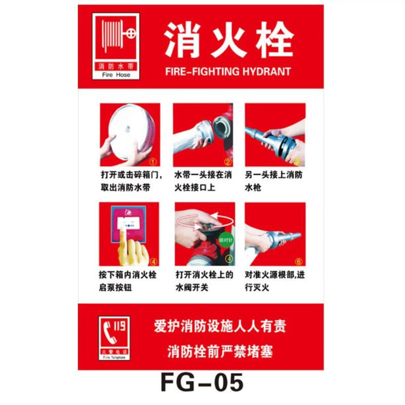 亿箬 ym-896(消火栓30*40cm)室内pvc消火栓灭火器使用方法安全标识牌