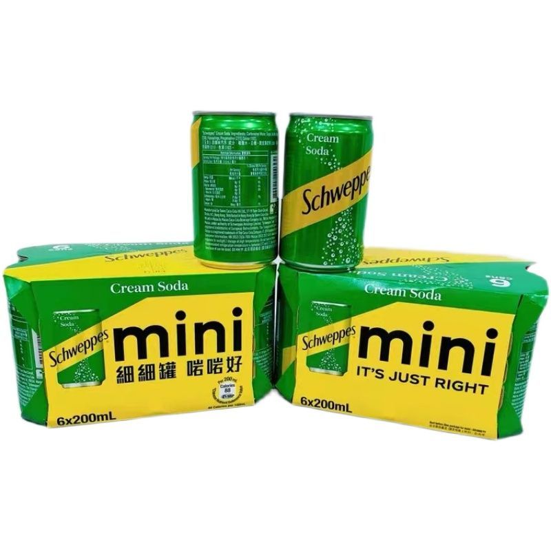 可口可乐香港进口王泉mini罐装忌廉味奶油鲜奶苏打汽水饮料200ml 迷你
