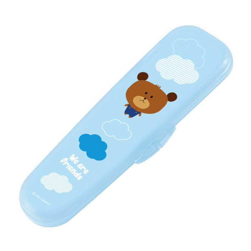 联扣（LianLock）儿童便携式餐具盒勺叉筷盒学生旅行餐具收纳盒勺子盒防尘盒 勺盒 - 蓝熊snacktime