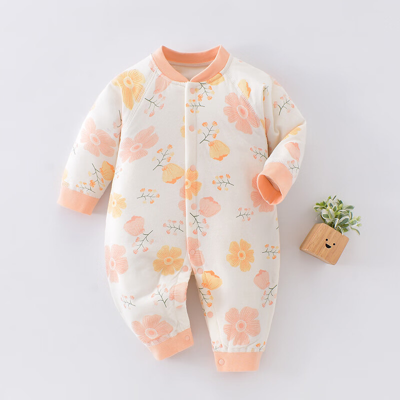 温小影 HELLO YING婴儿衣服秋冬款纯棉40克薄棉连体衣对开哈衣男女宝宝保暖棉衣棉服 小鹿【薄棉连体衣】 90cm