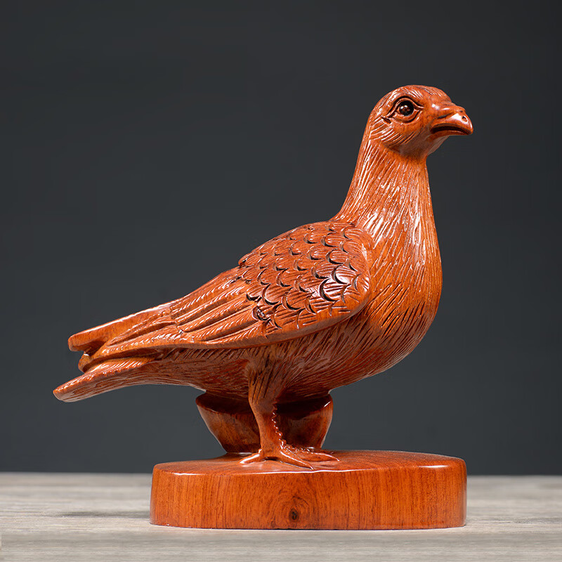璟館 客厅装饰招财木雕鸽子摆件实木质雕刻信鸽动物家居祝寿品红木