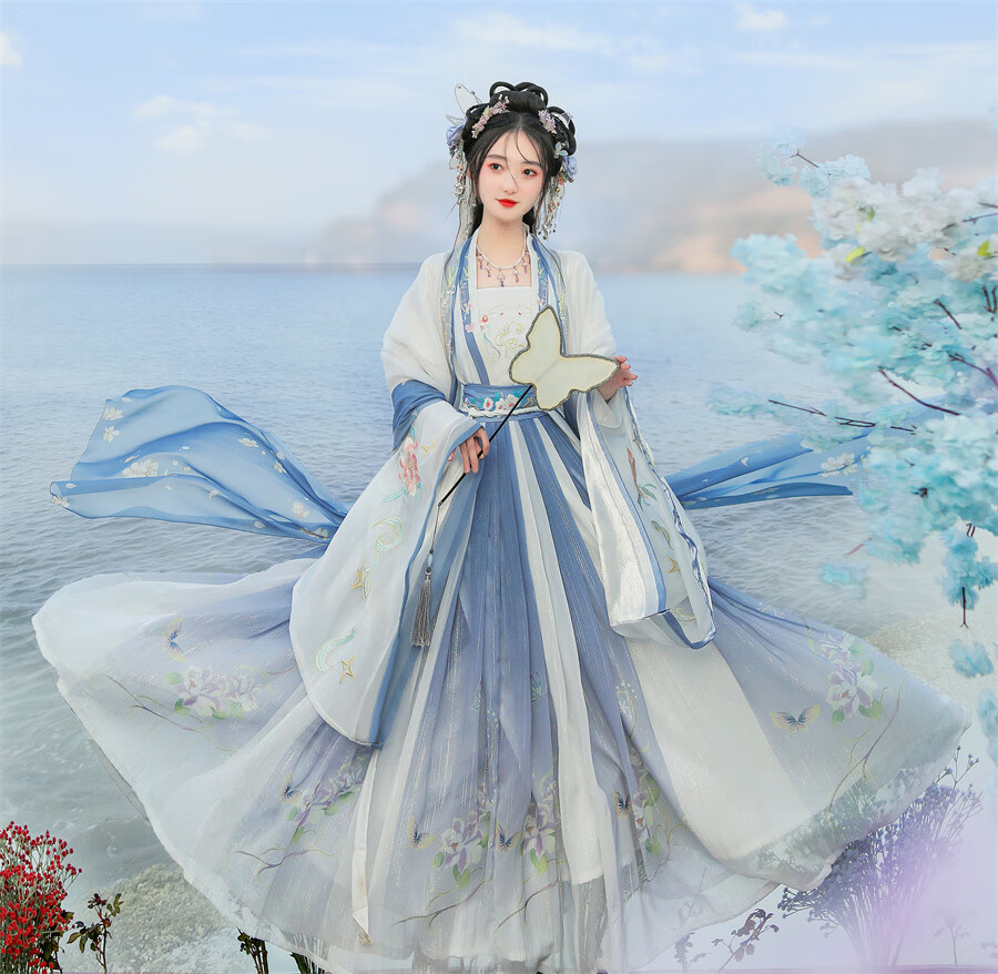 诺鑫祺汉服女装夏季新款2023原创宋制齐腰广袖流仙裙古风超仙气古装