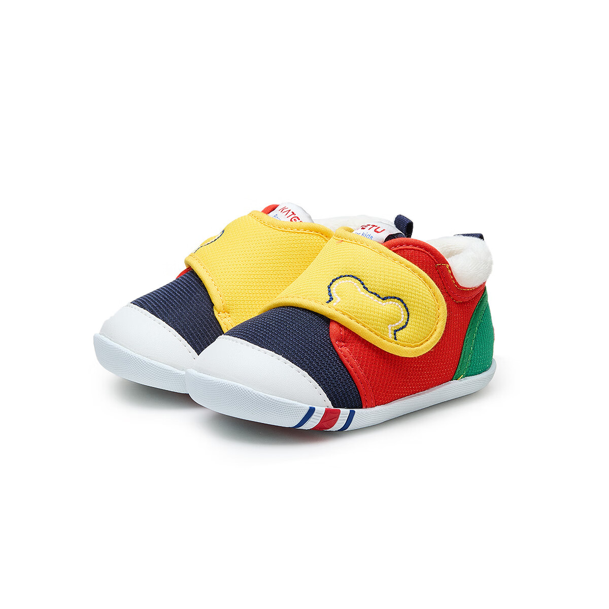 卡特兔宝宝学步鞋婴儿棉鞋秋冬童鞋加绒软底机能鞋男女宝室内二棉鞋子 黄红蓝-加绒 23 内长14.0cm 脚长13.0-13.5