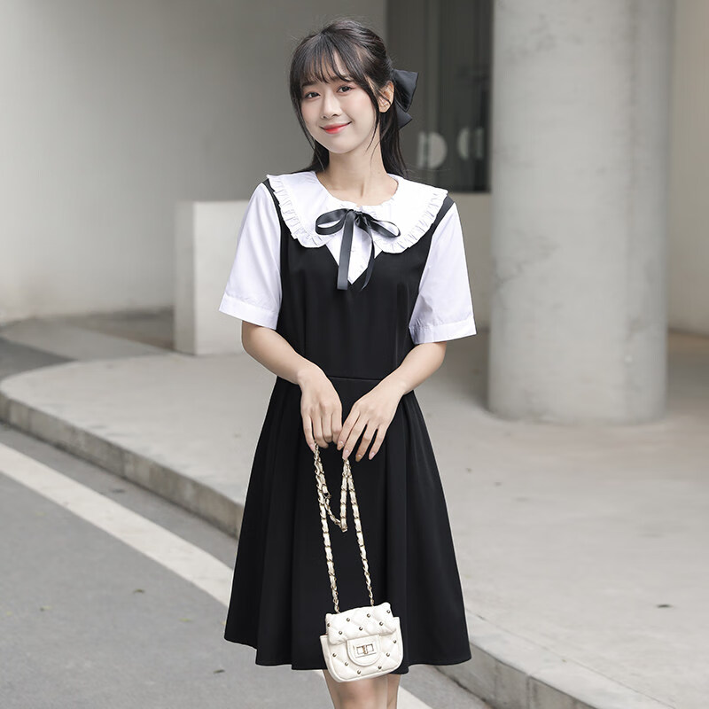 初中生连衣裙胖女孩大合唱朗诵演讲比赛服装学生成人礼钢琴毕业演出