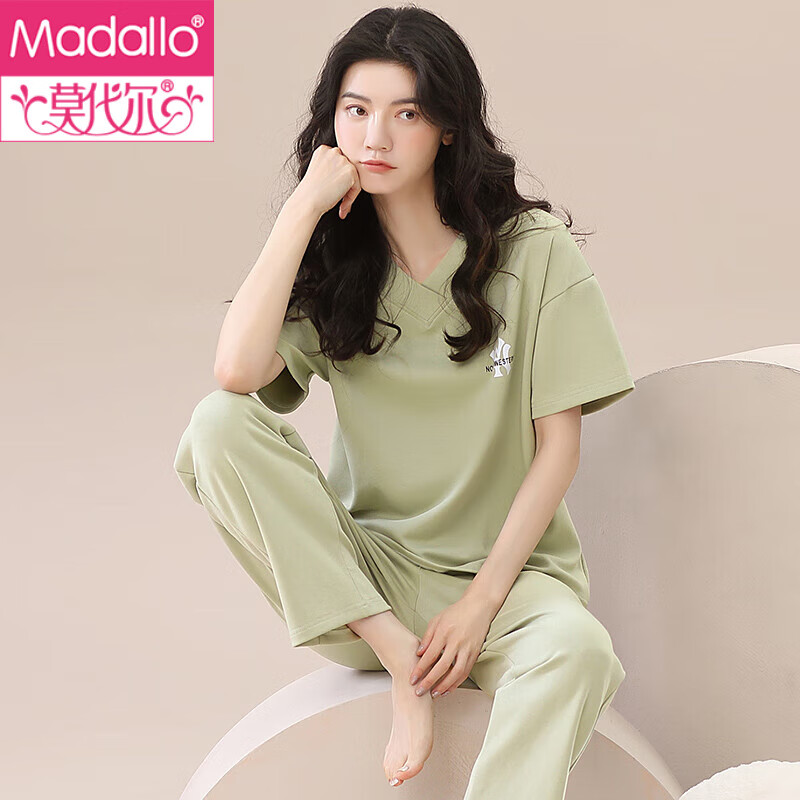 莫代尔2025新款睡衣女夏季纯棉短袖长裤春秋款夏天夏款薄款家居服套装 650 L