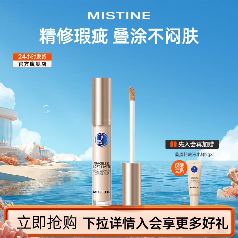 蜜丝婷（Mistine）丝柔持妆遮瑕液膏痘印遮盖雀斑黑眼圈女遮暇笔盘 【精准遮瑕】L01-自然肤色 单色