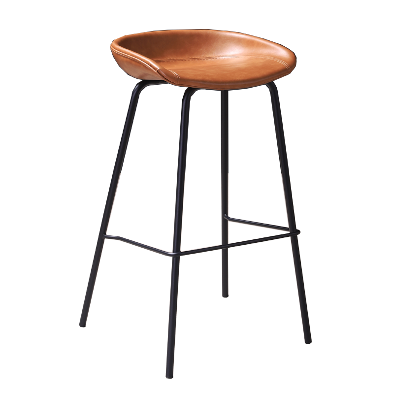 話家先生 北歐黑色吧臺椅現(xiàn)代簡約高椅子皮質(zhì)高腳椅子酒吧椅 創(chuàng)意復(fù)古loft工業(yè)風(fēng)馬鞍皮輕奢鐵藝吧臺椅 復(fù)古酒紅色(65cm坐高)(1張)